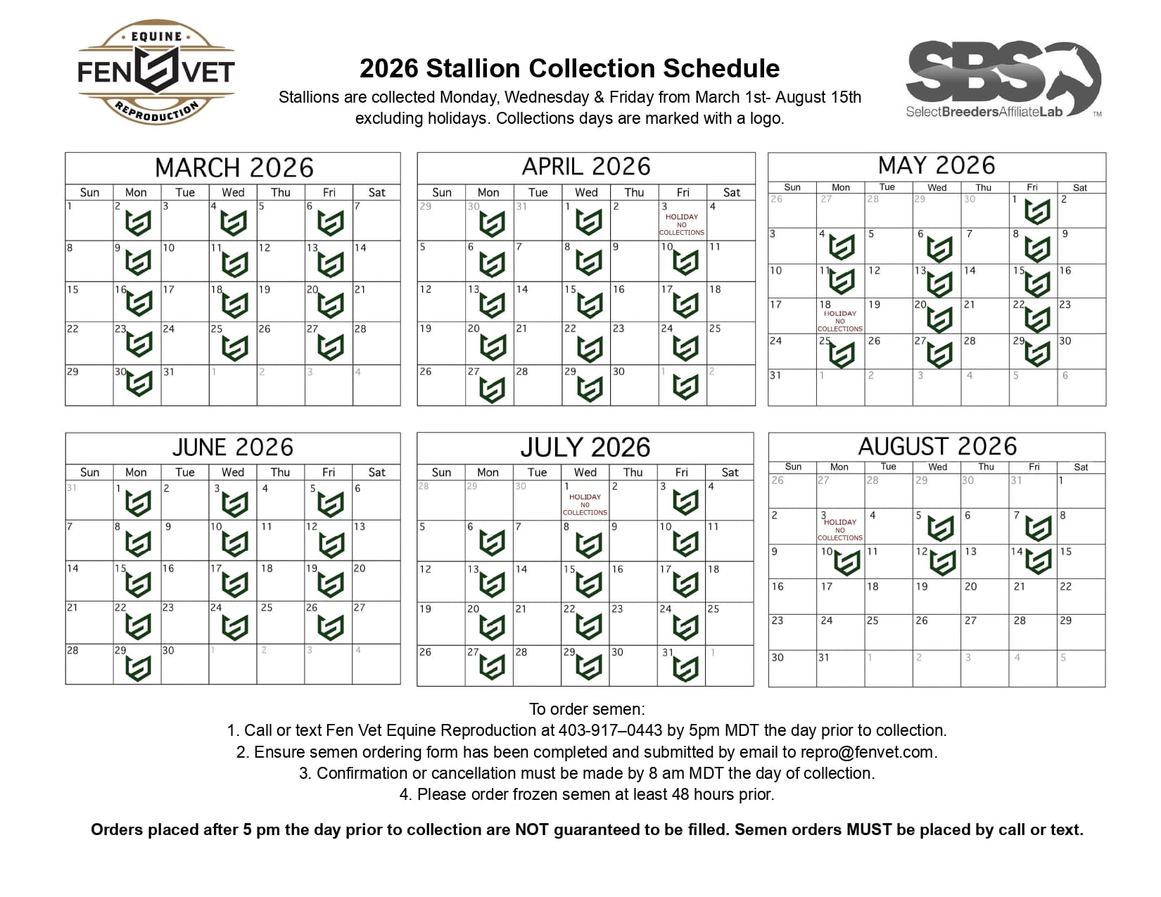 2026 Collection Schedule  